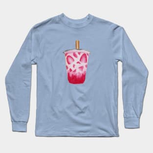 Strawberry Pink Drink watercolour Long Sleeve T-Shirt